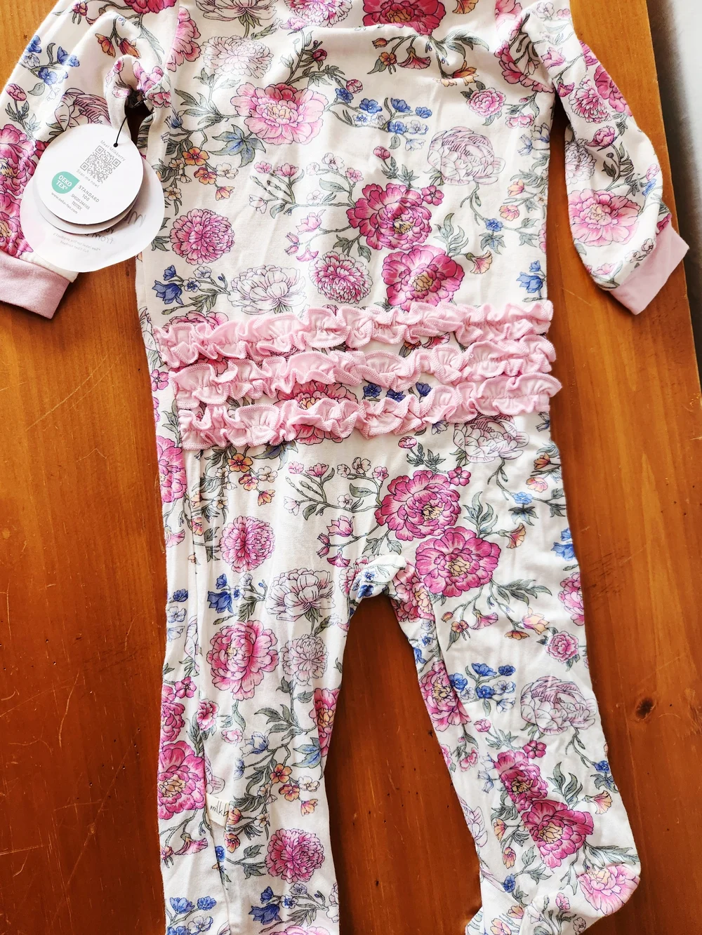 NWT Milkberry 6-9m Bamboo Floral Ruffle Butt Footie - Picture 4 of 6